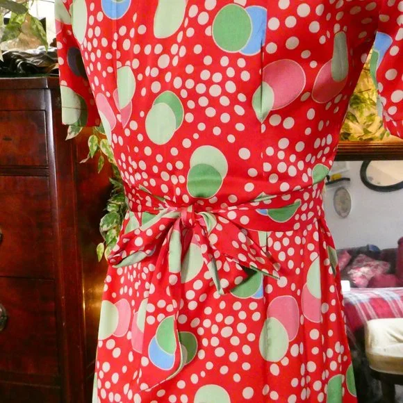 The Seamstress of Bloomsbury 1940's Style Atomic Satin Mabel Dress Sz UK8 - Picture 9 of 11